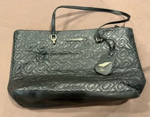 DVF DIANE VON FURSTENBERG Black Quilted Shoulder Tote Bag Strap - Picture 1 of 8