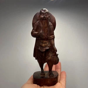 Schöne Vintage Kunst Holz chinesische handgeschnitzte Figur Statue Wohndeko 122,7 g - Bild 1 von 8