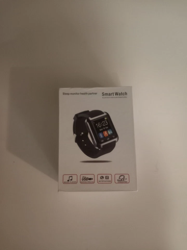 Uwatch Bluetooth Smartwatch (Black) Calls Text Music FM Radio Clock Pedometer - Image 1 of 4