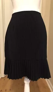 Briggs New York Skirt 10P Petite Black Pinstripe Pleated Hem Knee Length - Picture 1 of 8