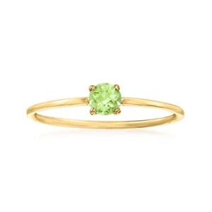 Round Shape Simulated Peridot Engagement Ring For Women's In 10K Yellow Gold - Picture 1 of 4