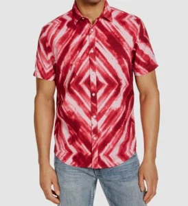 $49 INC International Concepts Men's Red Geo Short Sleeve Button Shirt Size M - Picture 1 of 2