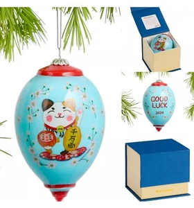 Li Bien LUCKY CAT 2024 Glas Träne Weihnachtsschmuck VIEL GLÜCK Neu RAR Neu in OVP - Bild 1 von 6