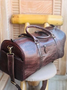 24Leather Genuine Travel Buffalos Duffel Gym Vintage Overnight Brown Luggage New - Picture 1 of 6
