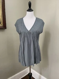 Women's Small Meadow Rue Quincy Green T-Strap Flowy Boho V-Neck Shirt - Picture 1 of 9