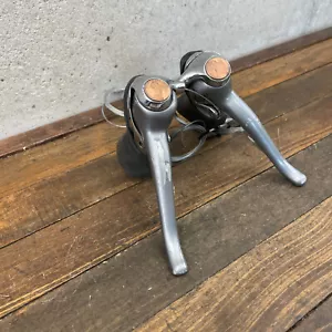 Vintage Shimano 600 Shifter Set ST-6400 Shift Lever Tri Color 8s 8 Penny Caps - Picture 1 of 22