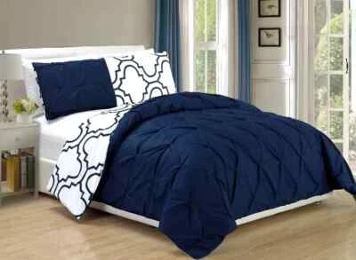 Juego de funda nórdica reversible 100 % algodón lisa geométrica tradicional Valencia Foto 1 de 4