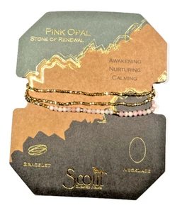 Scout Curated Wears Stone of Renewal Stretch Bracelet/Necklace, Gold & Pink Opal - Picture 1 of 5