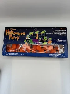 Disney Orange Halloween Mickey Mouse Pumpkin Head String Light Christmas Holiday - Picture 1 of 7