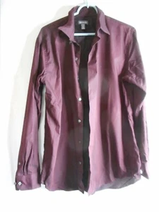 Van Heusen Cotton blend Purple Black Striped Dress Shirt Size M 15 - 15 1/2 l - Picture 1 of 4