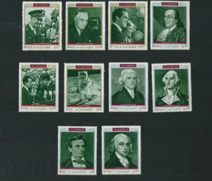 Juego de 10 estampillas de historia americana Fujeira como nuevas NH completas 449-458 completas - Imagen 1 de 1