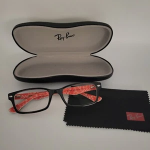 Ray Ban RB5206 2479 52/18/140 GLÄNZEND SCHWARZ FLEX SCHARNIER BRILLE RAHMEN UND HÜLLE - Bild 1 von 6