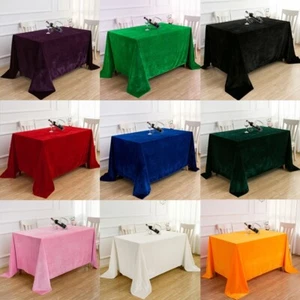 Velvet Tablecloth Rectangle Solid Table Cloth for Weddings Banquets - Picture 1 of 24