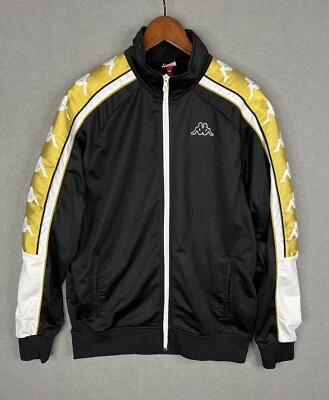 Kappa Jacket Mens Large Black Gold Logo Zip Banda Anniston Streetwear Track Coat - Image 1 of 4