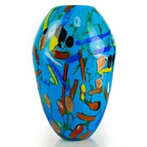 Studio (unsigned) Art Glass Blue Vase (Bacon Strawberries Peppers Olives) - Picture 1 of 12