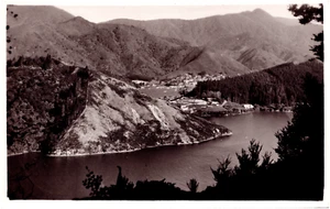 Aerial View of Shakespeare Bay Picton New Zealand 1930s RPPC Postcard Photo - Picture 1 of 2