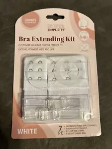 Sheer Simplicity Bra Extending Kit 7pc White Extension, Convertible Clip Straps - Picture 1 of 10