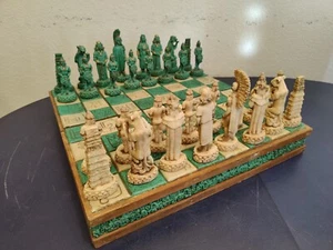 Vintage Handmade Mayan/Aztec Chess Set - Complete - Picture 1 of 24