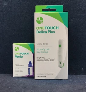 2 Boxes ONETOUCH Delica Plus Glucose Test Lancing & Level 3 control solution - Picture 1 of 4