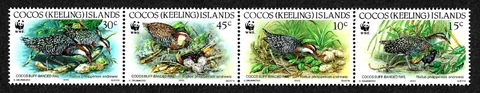 COCOS (KEELING) ISLANDS, SCOTT # 262, STRIP OF 4 MNH VERIOUS BIRDS YEAR 1992 Cover