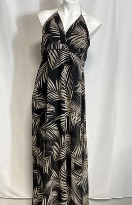 Maxi Vestido para Mujer White House Black Market Estampado de Hojas Negras Talla 14 Foto 1 de 4