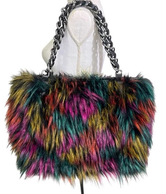 Bolso grande de piel sintética Betsey Johnson multicolor cadena Gunmetal nuevo con etiquetas Foto 1 de 4
