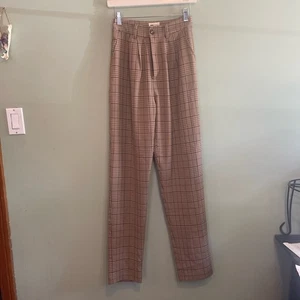 Nova Vintage Damen Freizeit Xtra Long High Rise Karierte Hose Braun Größe Small - Bild 1 von 6