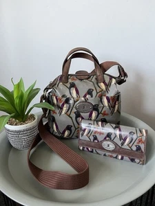 Fossil Key-Per Bird Print Vintage Schultertasche mit passender Handtasche - Bild 1 von 13