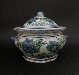 ✅ ANTICA LEGUMIERA ZUPPIERA IN PORCELLANA CRACKLE' EPOCA 900 ANTIQUEE - 4713 - Picture 1 of 10