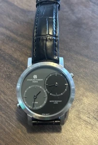 Charles Hubert Stainless Chronograph Dual Time Ying Yang Black & Gray Dial Watch - Picture 1 of 6