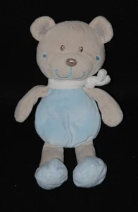 Peluche doudou ours TEX BABY bleu gris écharpe 25 cm TTBE - Picture 1 of 1