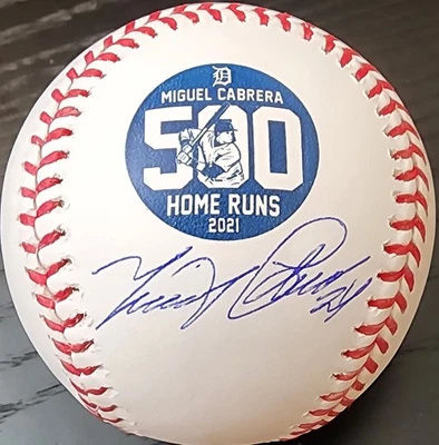 Miguel Cabrera Autographed Miggy 500 HR OMLB Baseball with JSA Witnessed COA - Image 1 of 3