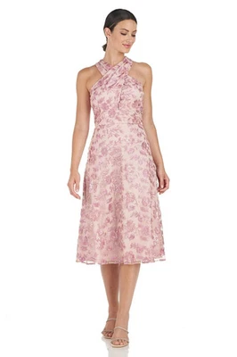 Vestido midi halter bordado lentejuelas rosa malva Amy de JS Collections talla 0 $298 Foto 1 de 4