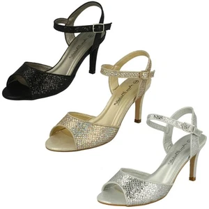 Anne Michelle Ladies Glitter Peep Toe Heels - Picture 1 of 28