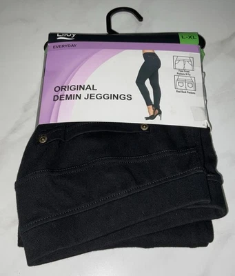 Lildy Original Denim Jeggings Leggings Pant Size L-XL Black *READ* - Image 1 of 4