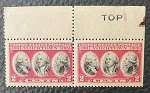 US Briefmarken Sc 703 2c 1931 Yorktown Ausgabe Top Paar postfrisch - Bild 1 von 1