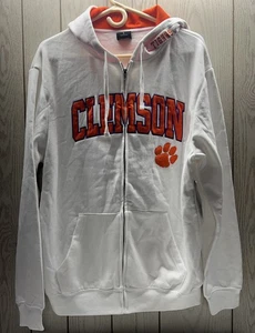 Colosseum Clemson Tigers Wortmarke Bogen & Team Logo Hoodie mit durchgehendem Reißverschluss Large neu mit Etikett - Bild 1 von 6