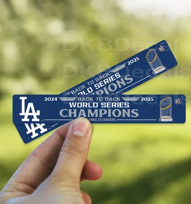 2-PACK L.A. Dodgers 2025 World Series Champions 1.25" x 6.75" Vinyl Sticker - Image 1 of 2