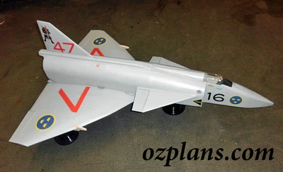 Saab 37 Viggen .21-.25 32" WS RC MODEL AIRPLANE PLANS TEMPLATES PRINTED - Image 1 of 2