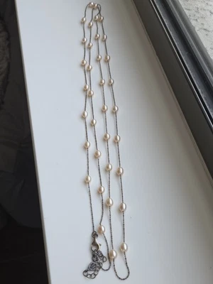BARSE Sterling Silver Pearl Necklace 56" - Image 1 of 3