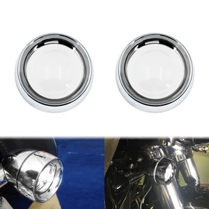 2x Clear Bullet Turn Signal Light Lens Chrome ABS Cover For Harley Touring Dyna - Picture 1 of 12