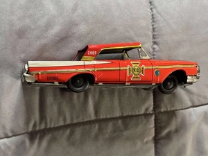Vintage 50er Jahre Blech Litho Feuerwehr Nr. 1 Auto F-0147 Japan 8 Zoll Friktion Spielzeug funktioniert - Bild 1 von 6