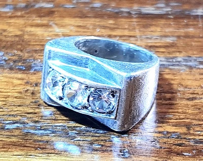Anello- Trilogy- Art Deco- Zaffiri Bianchi- Argento Francia - Immagine 1 di 4