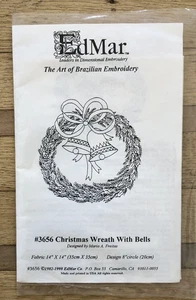 Edmar The Art of Brazilian Stickerei WEIHNACHTSKRANZ #3656 nur Stoff - Bild 1 von 3