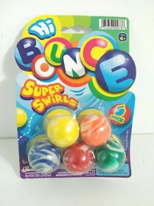 Hi Bounce Super Swirls Rubber Bouncing Balls Marbled Swirl New Pack of 5 Ja-Ru - Picture 1 of 7