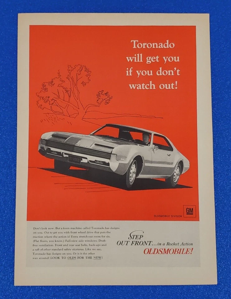 Oldsmobile Toronado 1966 anuncio impreso en color original envío gratuito lote antiguo B-21 Foto 1 de 1