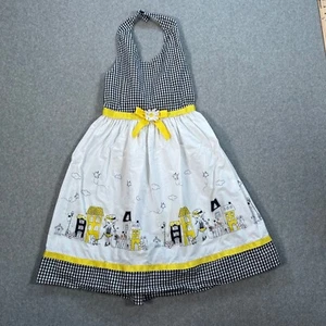 BlueBeri Gingham Halter Dress Girls 10 City Scene Daisy Smocked Sleeveless - Picture 1 of 7