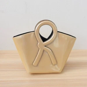 Biege Bucket Purse Leather Nude Luxury Formal Party ROBERTA CAMERINO ITALY - Picture 1 of 12