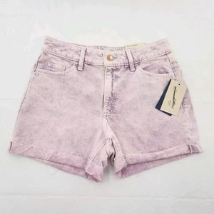 Pantaloncini jeans midi vintage filo universale donna vita alta viola taglia 2/26 - Foto 1 di 5