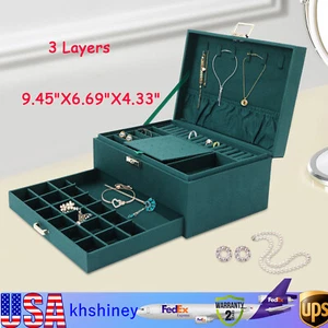 Large Jewelry Box Organizer Storage Case For Necklaces Rings Earrings Women Gift - Picture 1 of 15